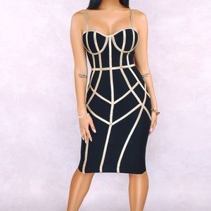 Black and Gold Spaghetti Strap Dress